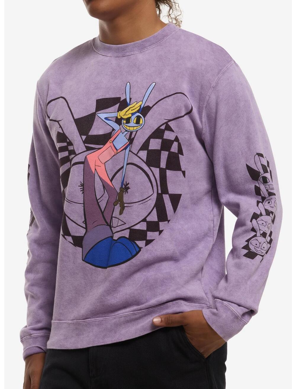 NWT Hot Topic The Amazing Digital Circus Jax Purple Wash Sweatshirt size XL